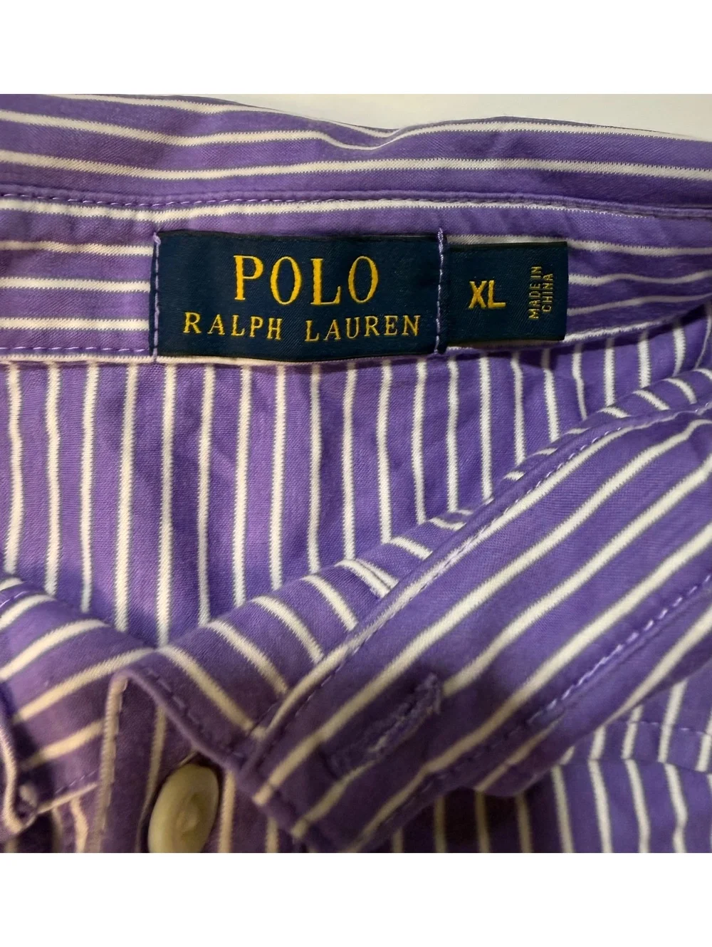 Polo Ralph Lauren Polo Shirt Men’s XL Purple White Striped Cotton Pony Logo